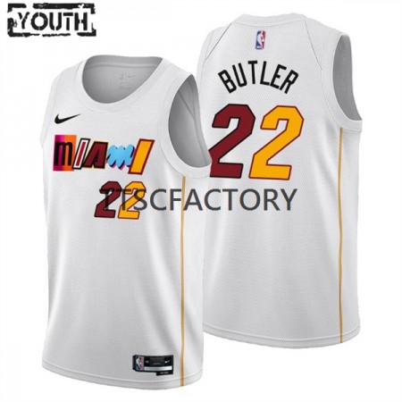 Kinder NBA Miami Heat Trikot Jimmy Butler 22 Nike 2022-23 City Edition Weiß Swingman